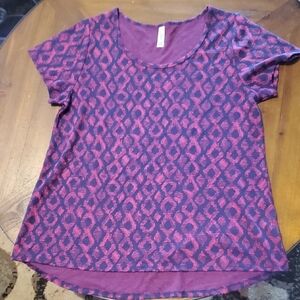 LuLaRoe Classic Tee Purple and Blue Graphic Short Sleeve Tee